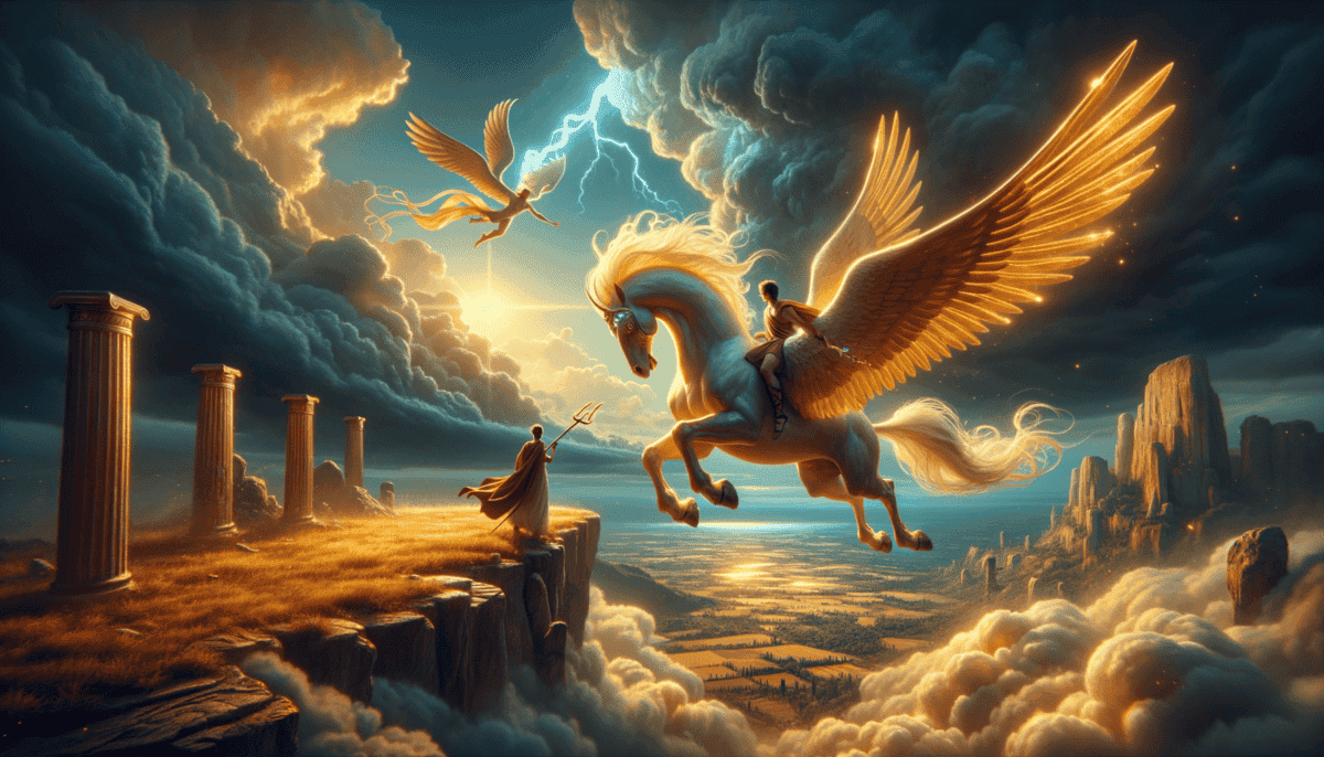 Bellerophon and the Chimera: Soaring on Pegasus to Battle Mythical Beasts 5 Image Description