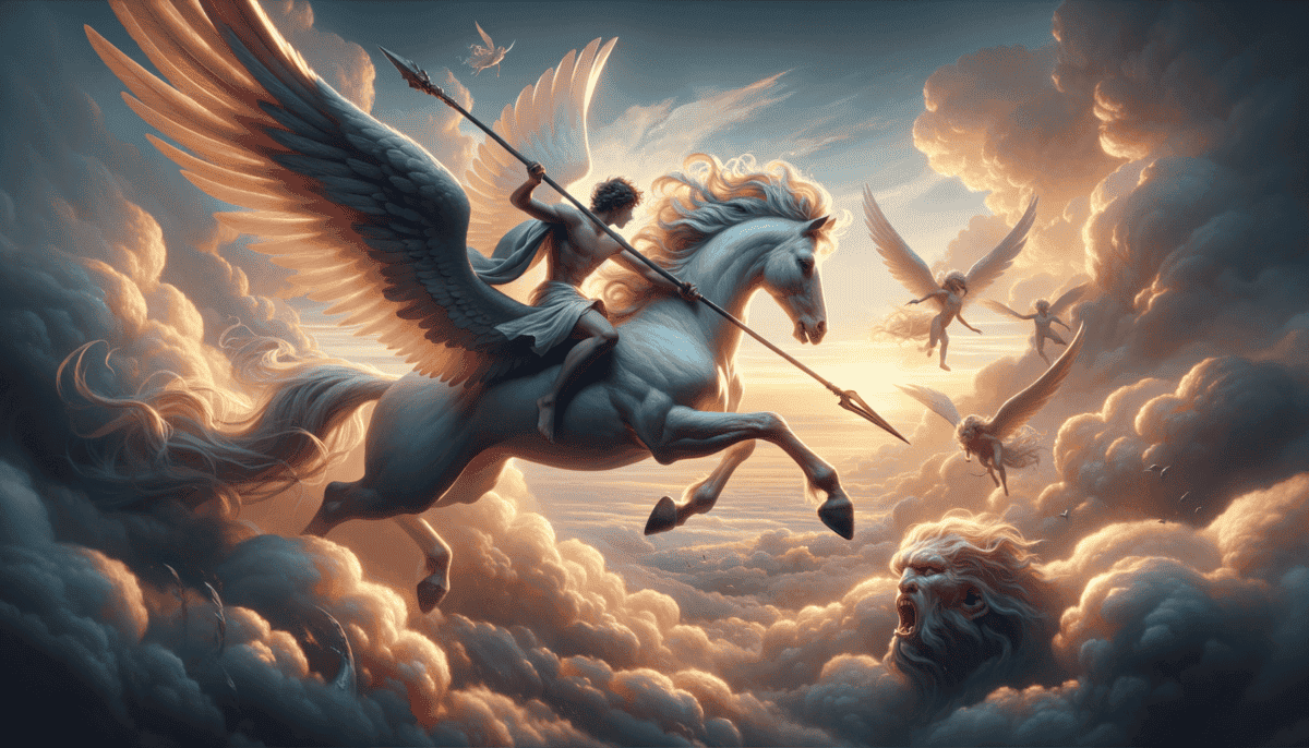 Bellerophon and the Chimera: Soaring on Pegasus to Battle Mythical Beasts 4 Image Description