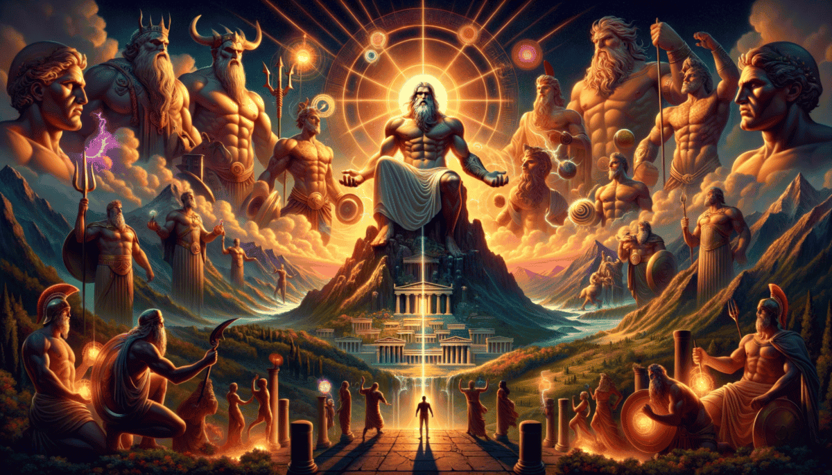 The Dawn of the Olympian Gods: Mighty Titans Clash with Zeus for Power 5 Image Description