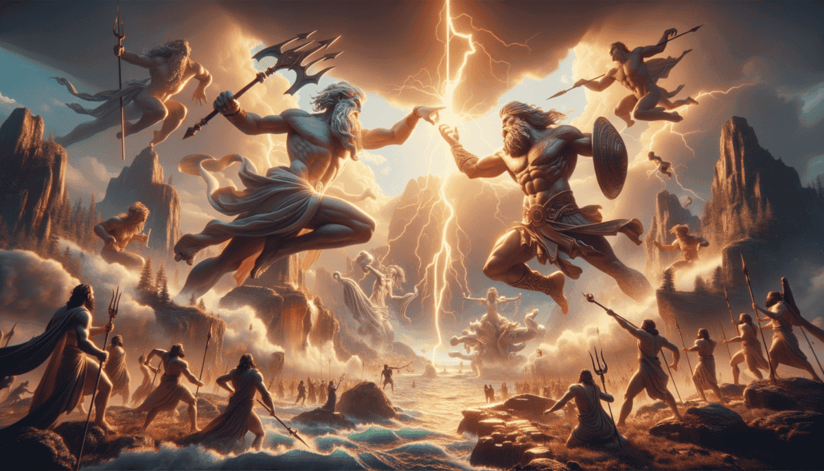 The Dawn of the Olympian Gods: Mighty Titans Clash with Zeus for Power 4 Image Description