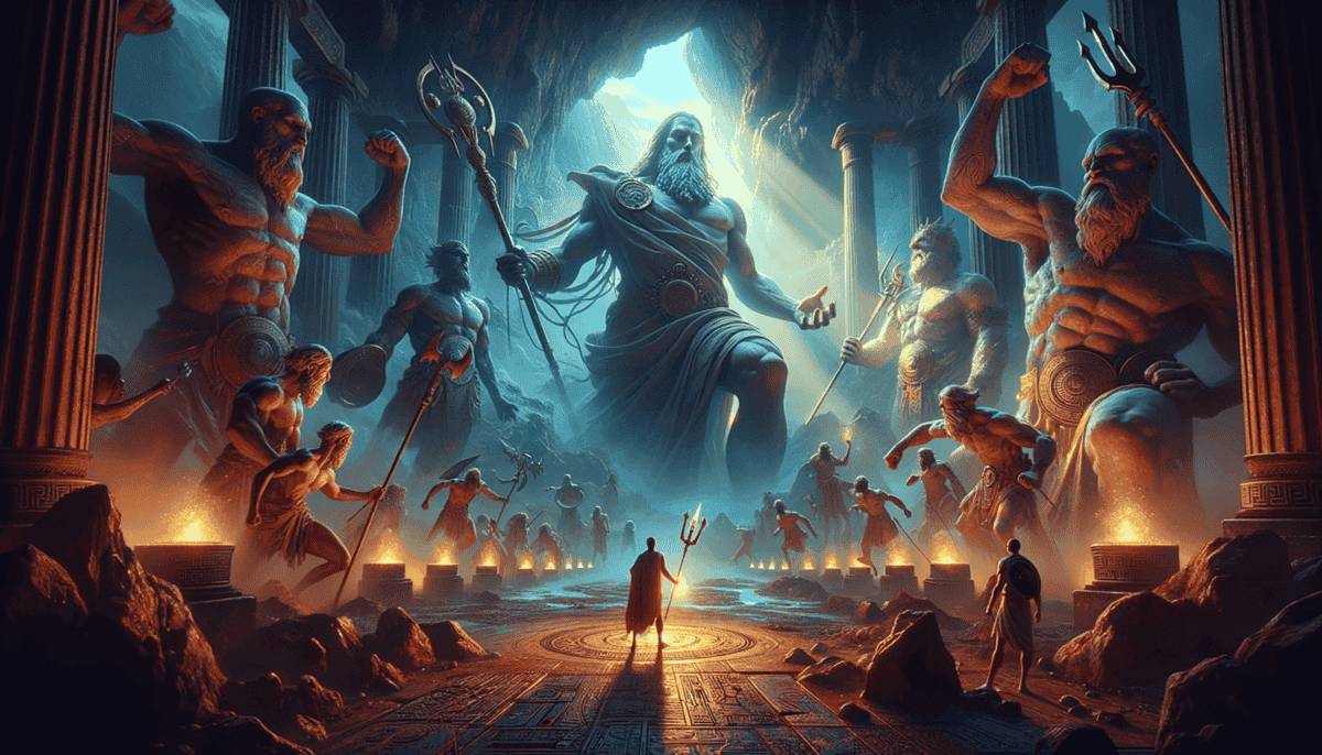 The Dawn of the Olympian Gods: Mighty Titans Clash with Zeus for Power 2 Image Description
