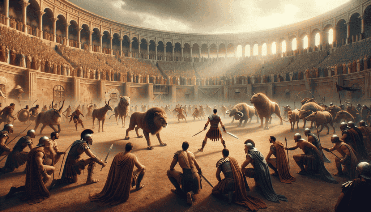 Beast Hunts in Ancient Rome's Arena: Gladiators vs. Wild Creatures 3 Image Description