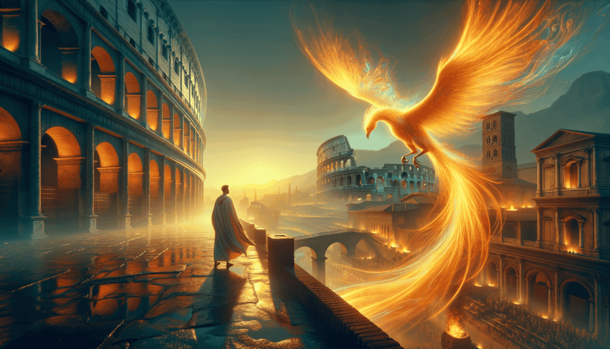Ancient Rome's Sacred Phoenix: Myth, Power, and the Eternal City 4 Image Description