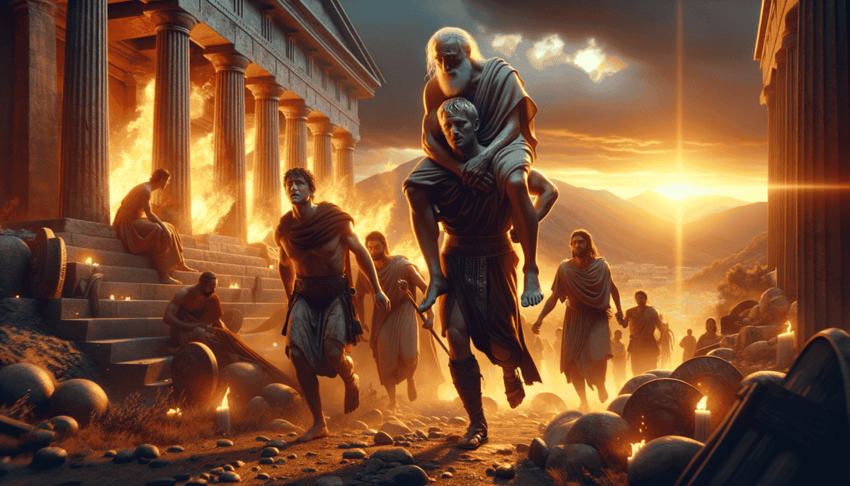 Aeneas Escapes Troy: The Legendary Journey to Found Rome 5 Image Description