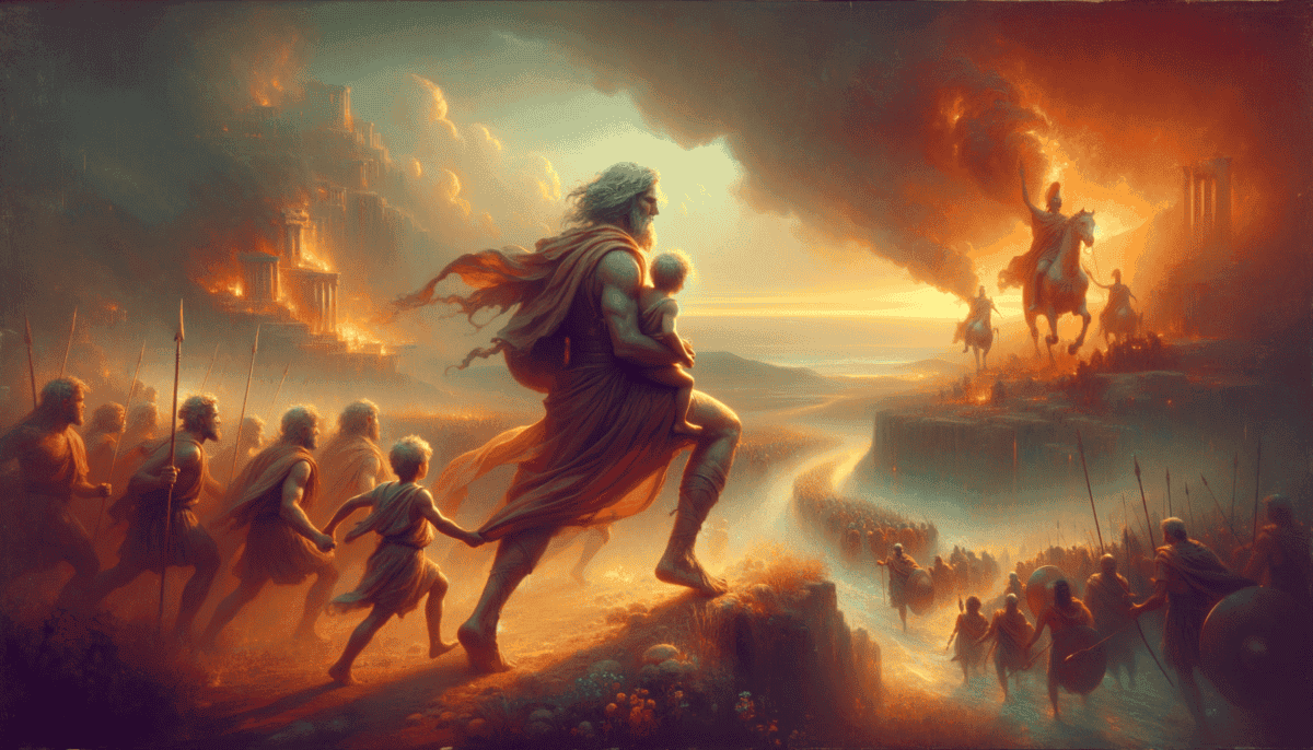 Aeneas Escapes Troy: The Legendary Journey to Found Rome 4 Image Description