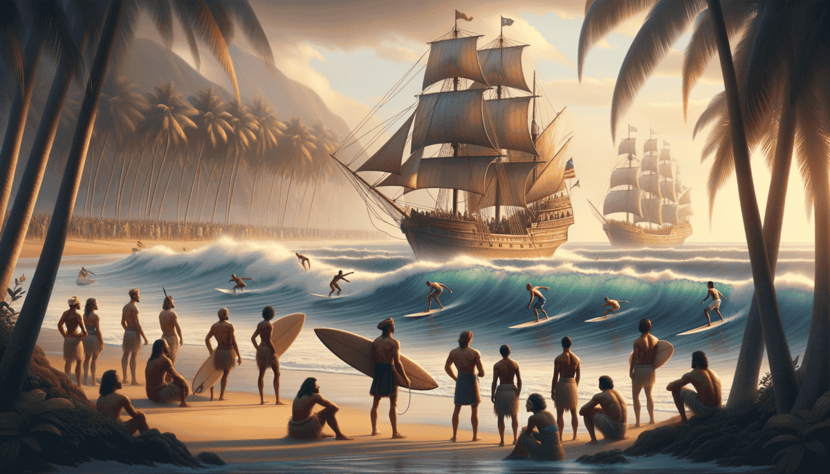 Surfing Through Time: The Ancient Art of Riding the Waves 1 Image Description