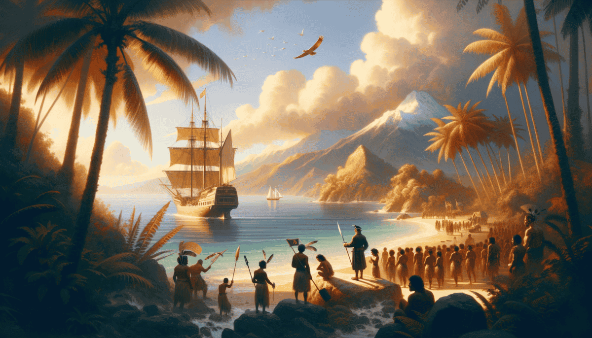 James Cook's Odyssey: Charting Unseen Pacific Shores, from Australia to Hawaii 1 Image Description