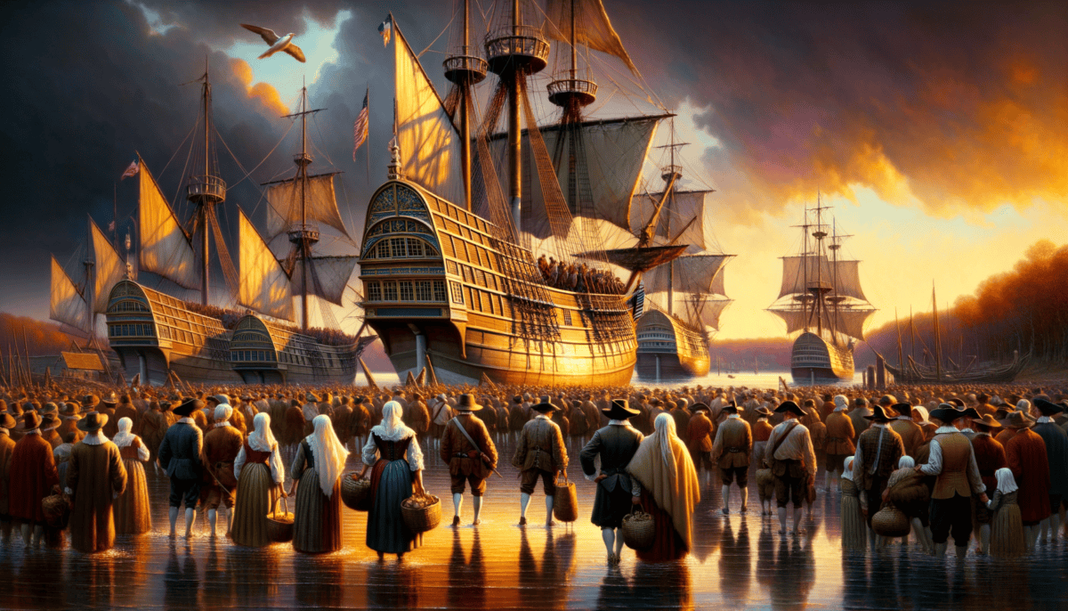 The Pilgrims' Voyage to Freedom: Journey to the New World 1 Image Description