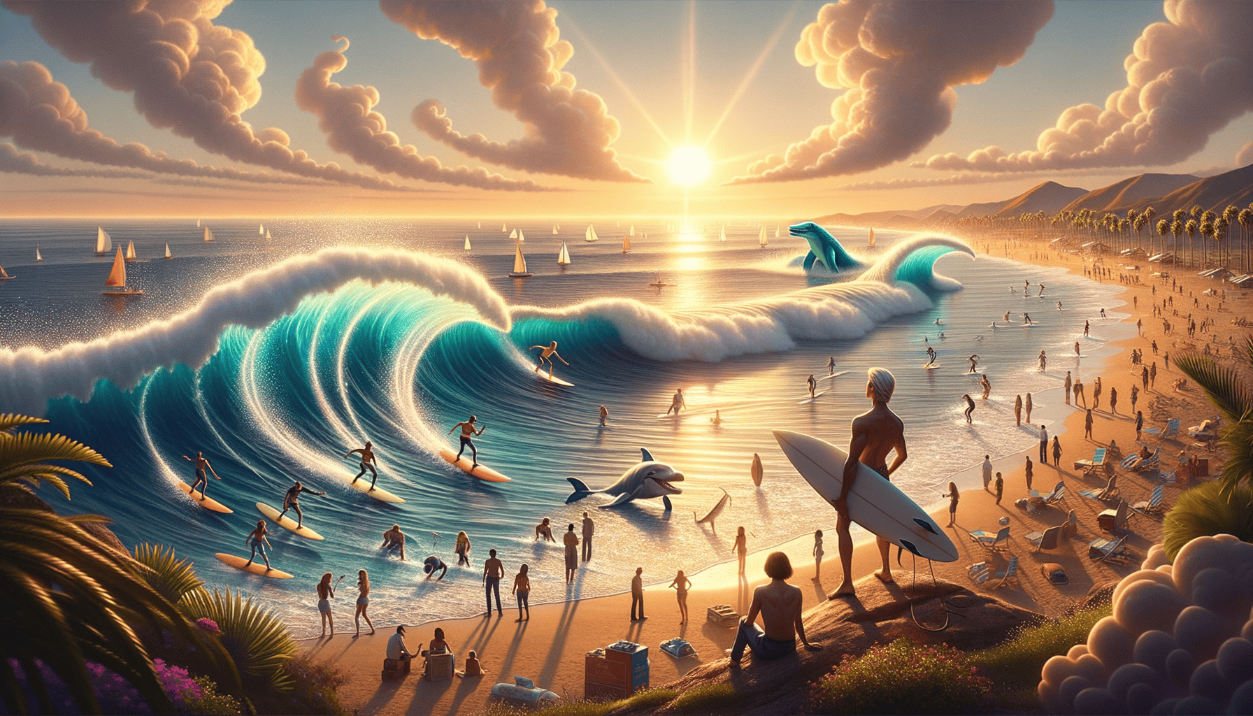 California Waves and Diamond Days: Axel's Quest to Save Surf City with a Talking Dolphin and Sunglass-Wearing T-Rex 5 Image Description