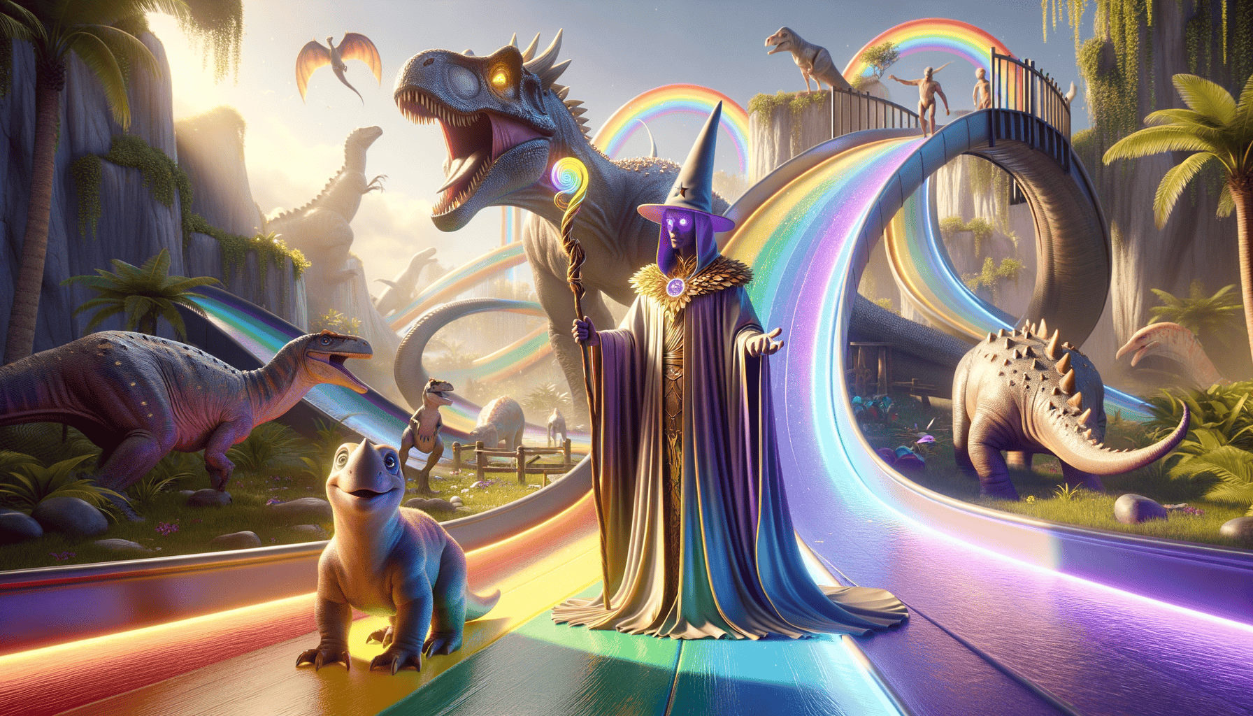 Dinosaur Kingdom: The Magical Adventures of a Wizard, Rainbow Slides, and Hidden Playgrounds! 3 Image Description