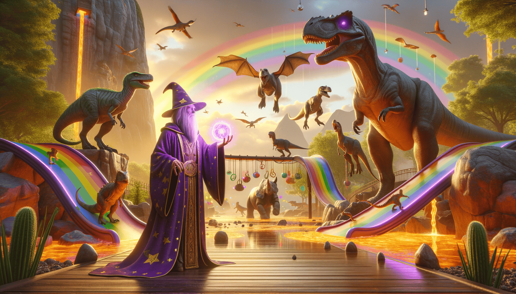 Dinosaur Kingdom: The Magical Adventures of a Wizard, Rainbow Slides, and Hidden Playgrounds! 4 Image Description